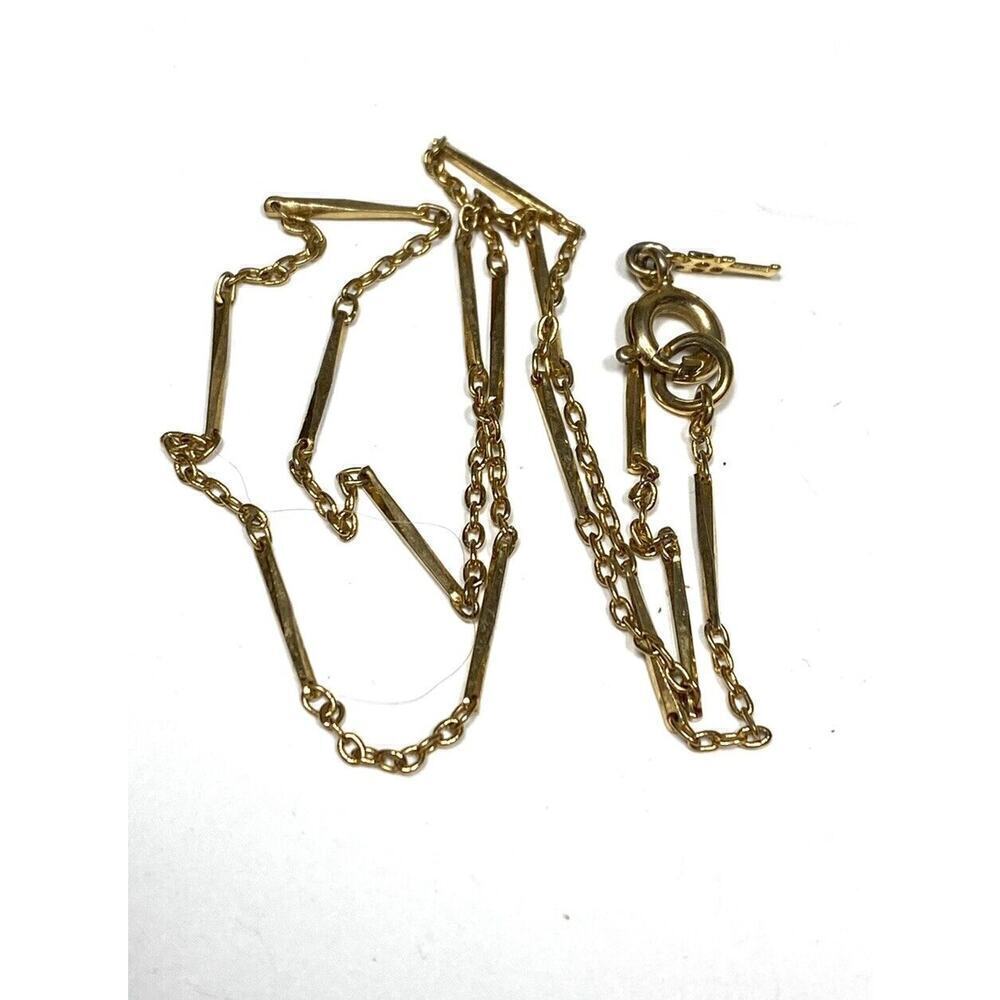 Crown Trifari Necklace Delicate Chain Linked Hold Tone 15” Vintage Estate